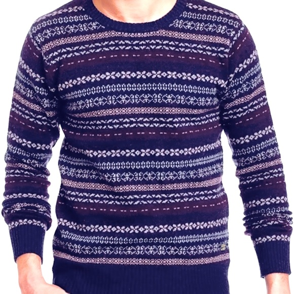 Scotch & Soda Other - Scotch & Soda Fair Isle Dark Blue Wool Sweater Mens Size Large